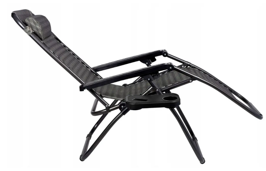 Шезлонг-лежак садовий та пляжний Zero Gravity, сірий 110647 фото